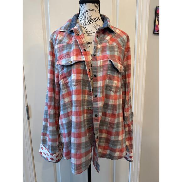 Upcycled Rolling Stones Flannel - Picture 2 of 3